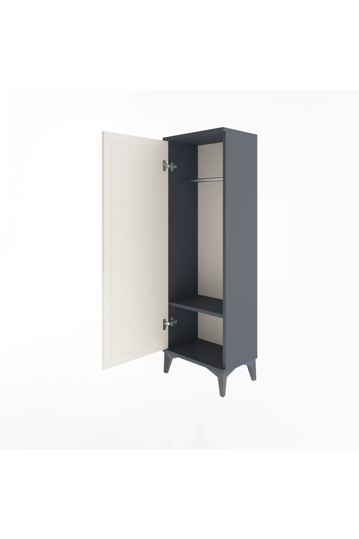 Arges Dolap Tek Raflı Tek Kapaklı Tek Askılı 44x30x134 Antrasit-Aytaşı