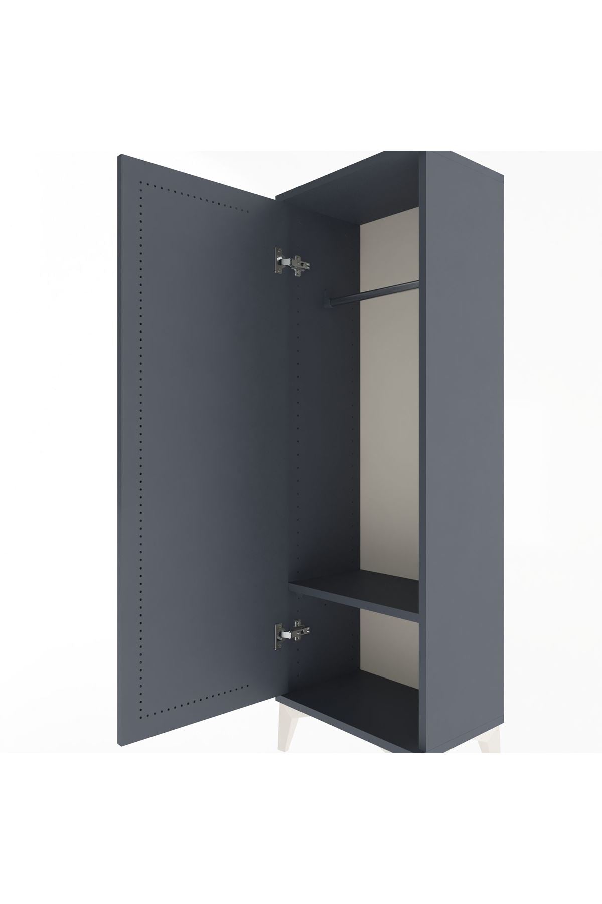 Arges Dolap Tek Raflı Tek Kapaklı Tek Askılı 44x30x134 Antrasit-Antrasit