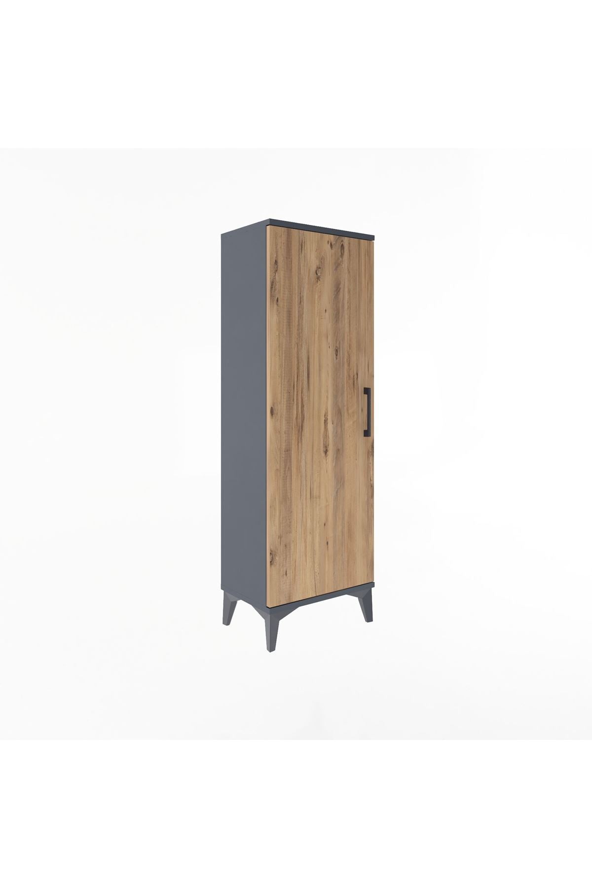 Arges Dolap Tek Raflı Tek Kapaklı Tek Askılı 44x30x134 Antrasit-Çam
