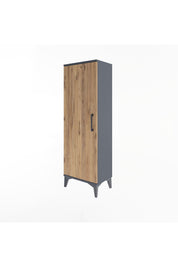 Arges Dolap Tek Raflı Tek Kapaklı Tek Askılı 44x30x134 Antrasit-Çam
