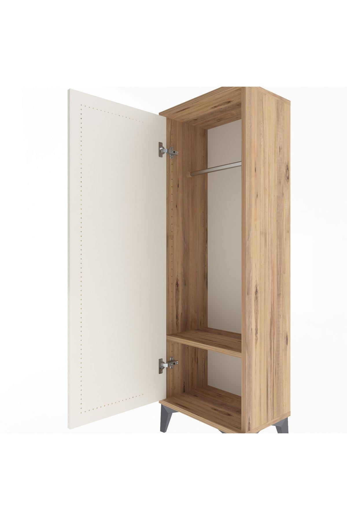 Arges Dolap Tek Raflı Tek Kapaklı Tek Askılı 44x30x134 Çam-Aytaşı