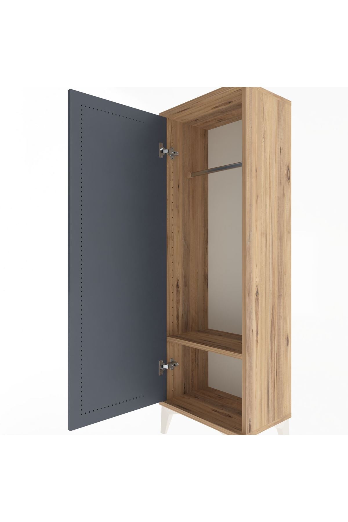 Arges Dolap Tek Raflı Tek Kapaklı Tek Askılı 44x30x134 Çam-Antrasit