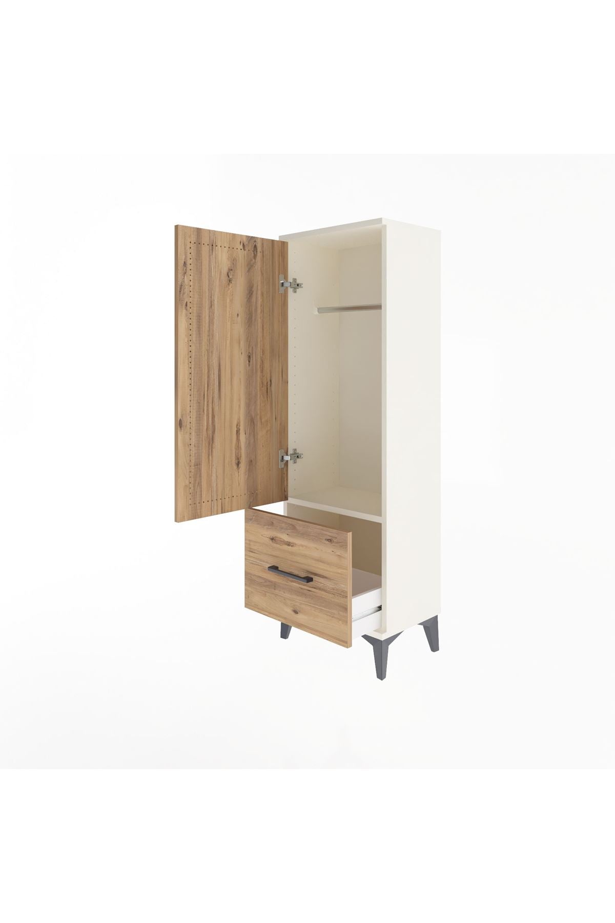 Arges Dolap Tek Raflı Tek Çekmeceli Tek Askılı 44x30x134 Aytaşı-Çam