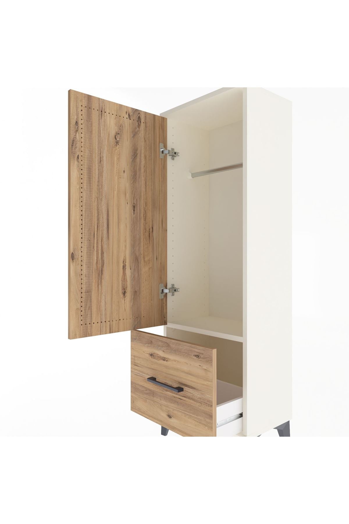 Arges Dolap Tek Raflı Tek Çekmeceli Tek Askılı 44x30x134 Aytaşı-Çam