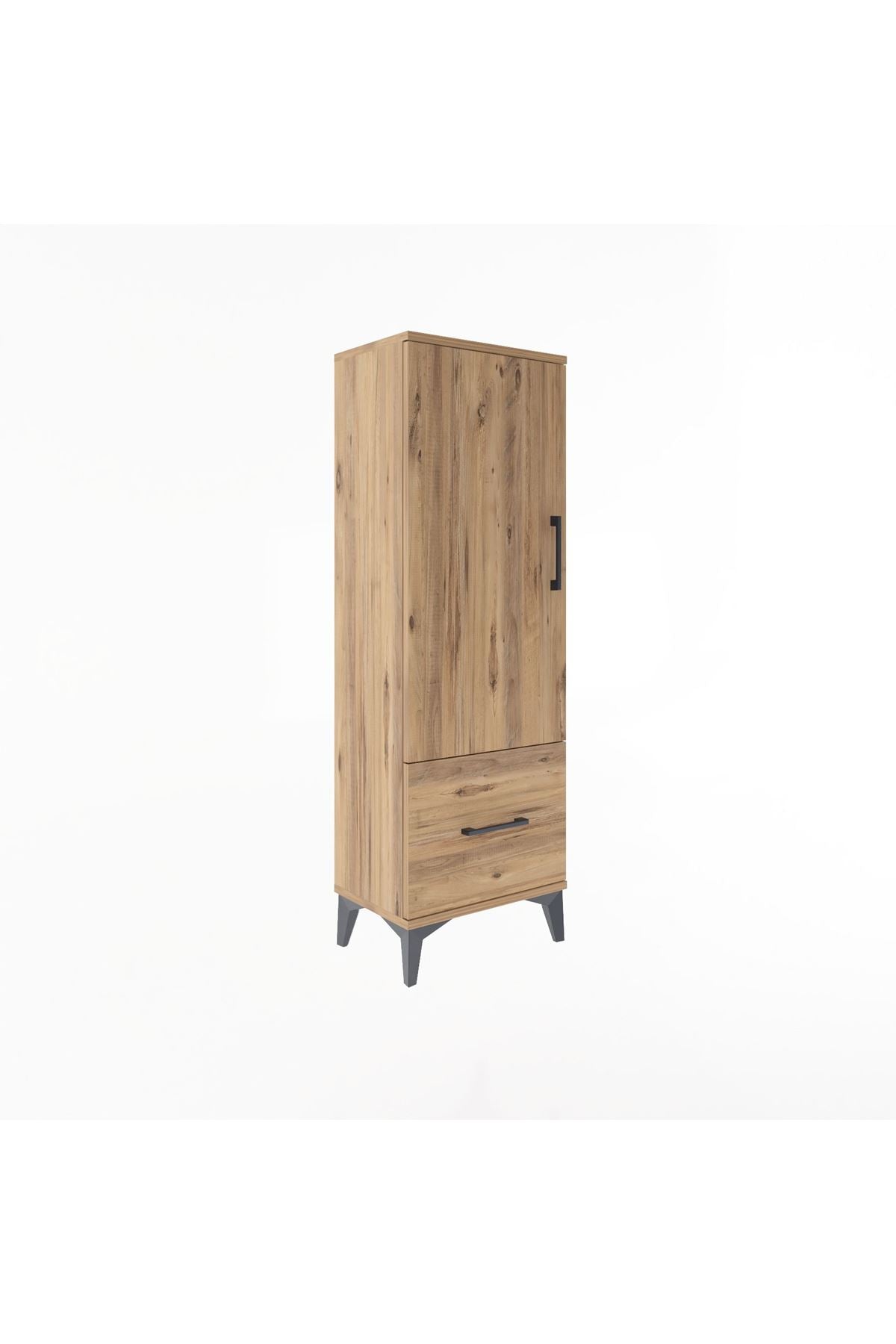 Arges Dolap Tek Raflı Tek Çekmeceli Tek Askılı 44x30x134 Çam-Çam