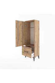 Arges Dolap Tek Raflı Tek Çekmeceli Tek Askılı 44x30x134 Çam-Çam