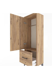 Arges Dolap Tek Raflı Tek Çekmeceli Tek Askılı 44x30x134 Çam-Çam