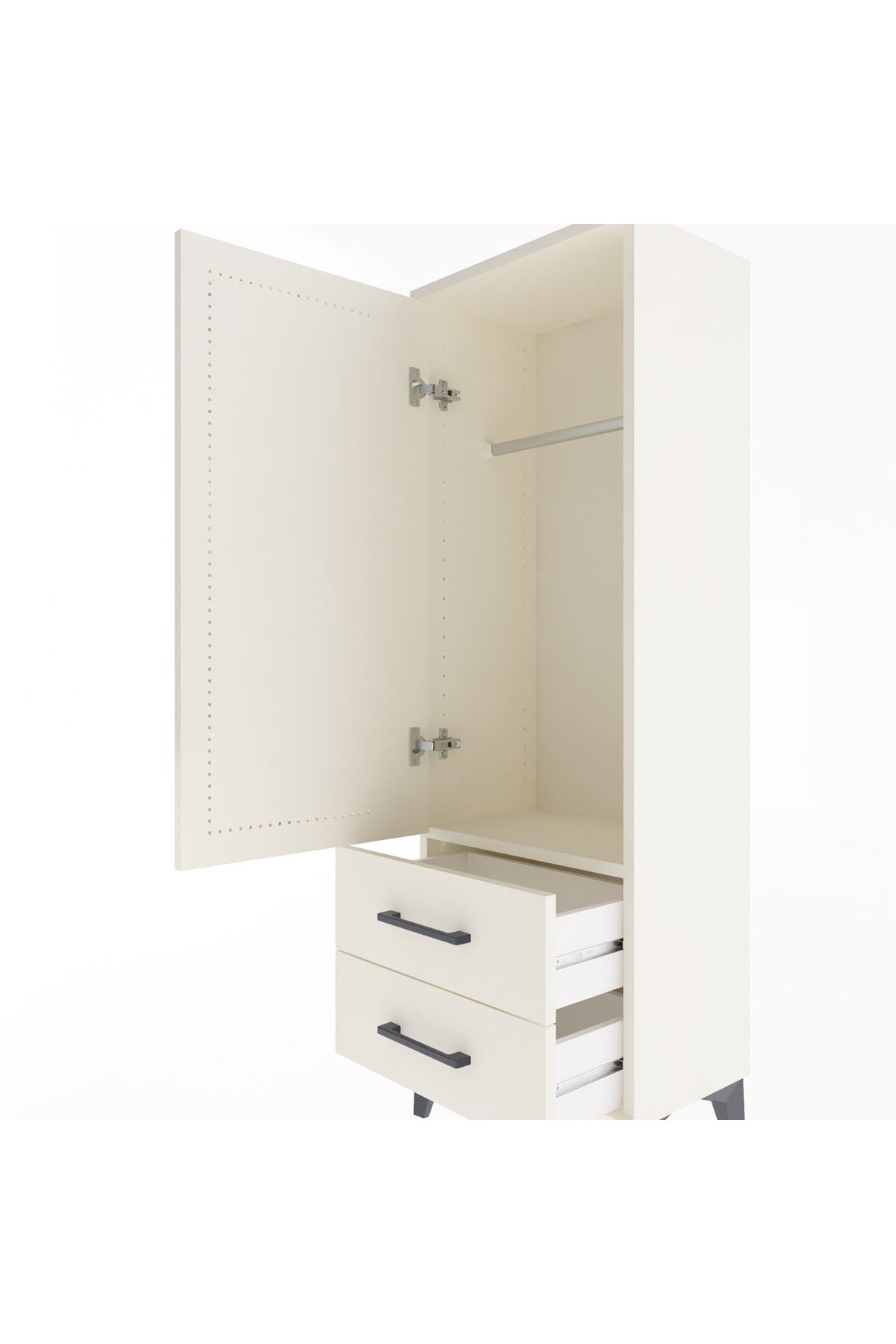 Arges Dolap Tek Raflı 2 Çekmeceli Tek Askılı 44x30x134 Aytaşı-Aytaşı