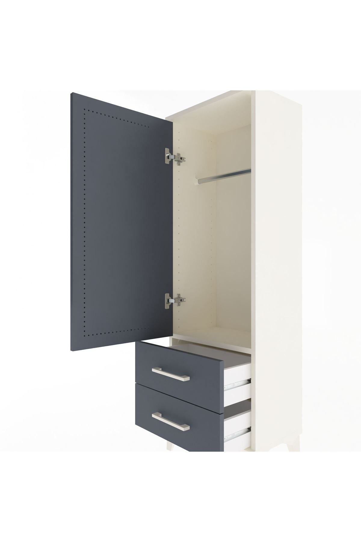 Arges Dolap Tek Raflı 2 Çekmeceli Tek Askılı 44x30x134 Aytaşı-Antrasit