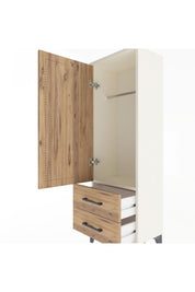 Arges Dolap Tek Raflı 2 Çekmeceli Tek Askılı 44x30x134 Aytaşı-Çam