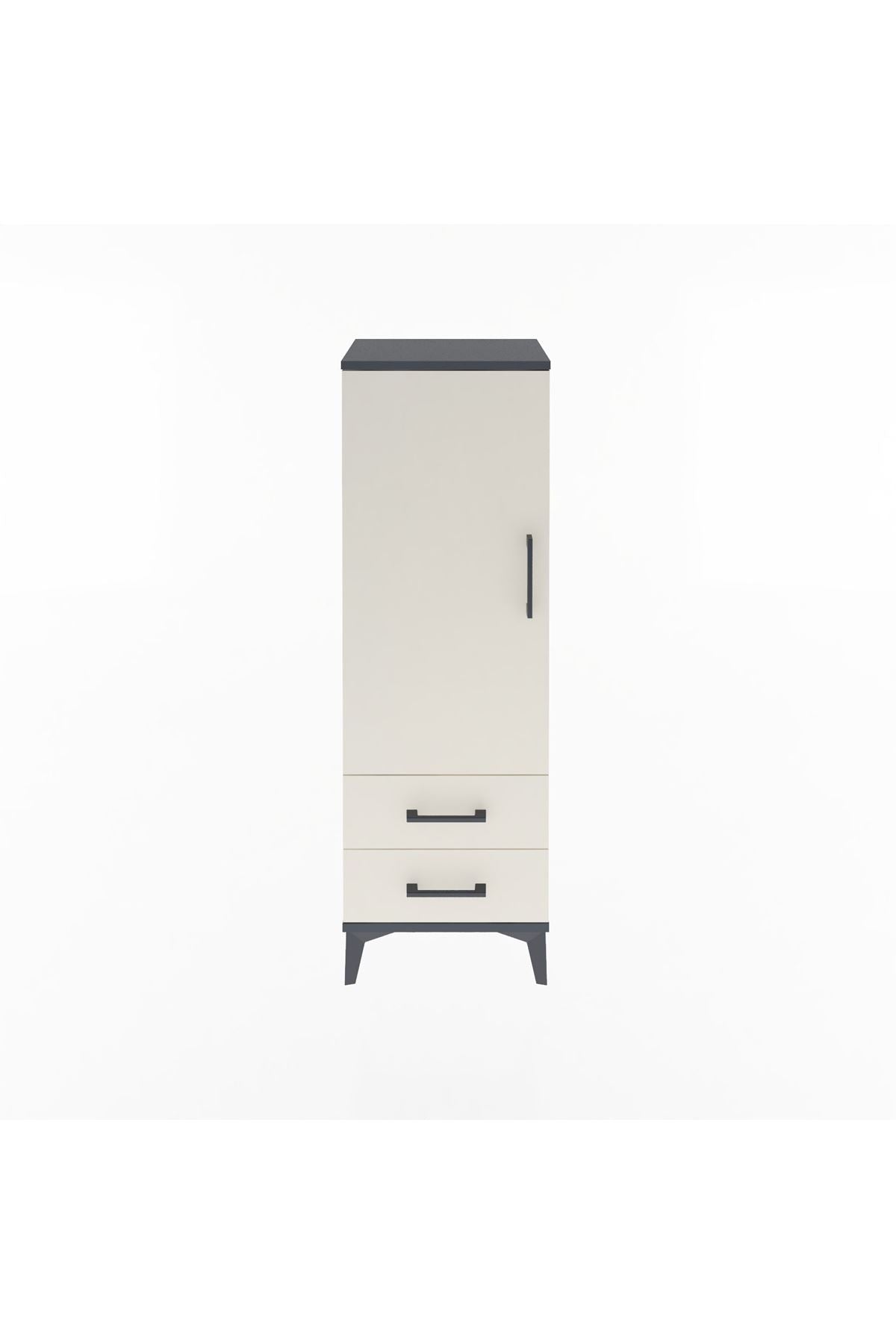 Arges Dolap Tek Raflı 2 Çekmeceli Tek Askılı 44x30x134 Antrasit-Aytaşı