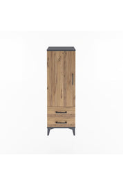 Arges Dolap Tek Raflı 2 Çekmeceli Tek Askılı 44x30x134 Antrasit-Çam