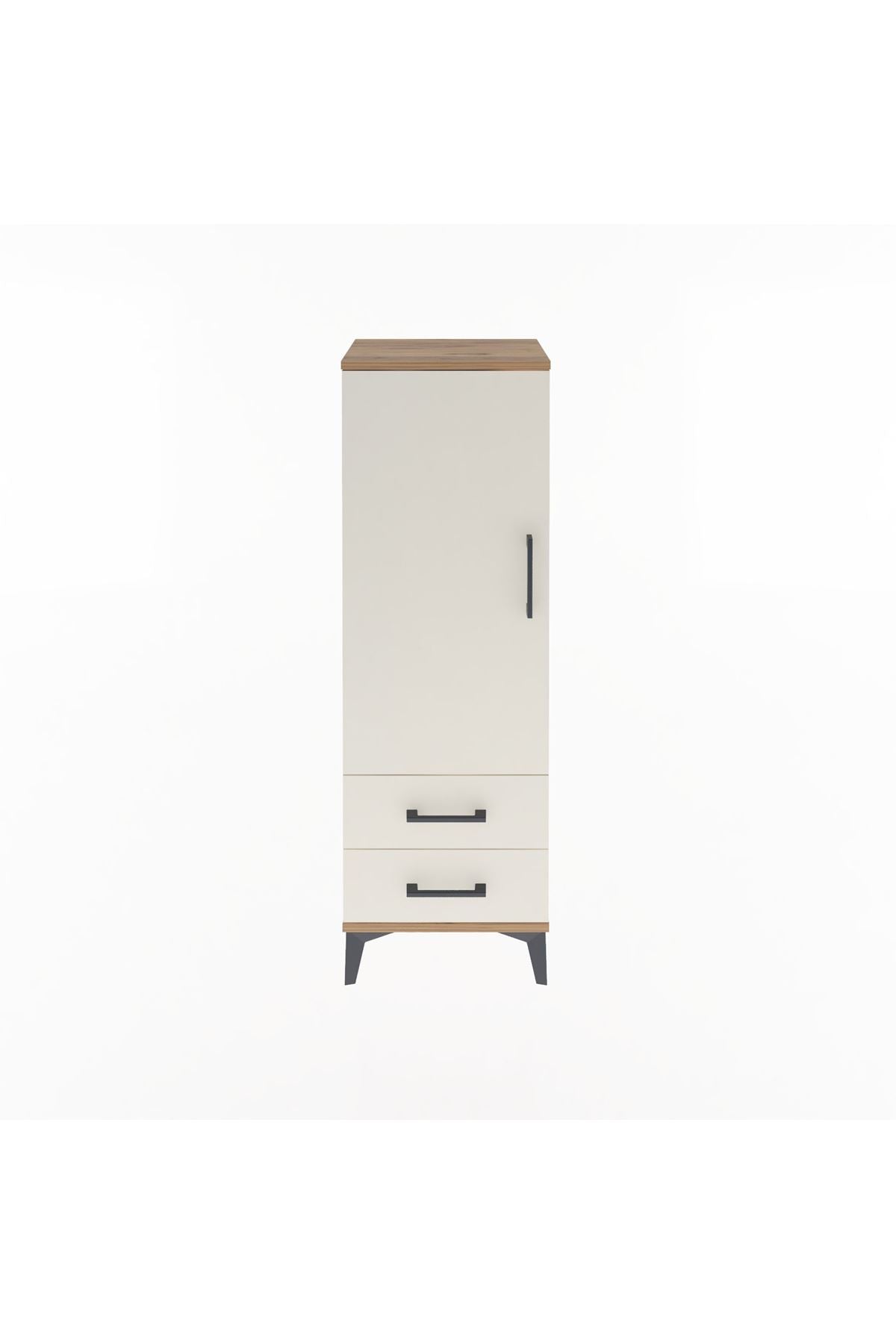 Arges Dolap Tek Raflı 2 Çekmeceli Tek Askılı 44x30x134 Çam-Aytaşı