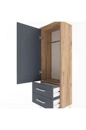 Arges Dolap Tek Raflı 2 Çekmeceli Tek Askılı 44x30x134 Çam-Antrasit