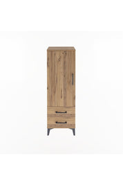 Arges Dolap Tek Raflı 2 Çekmeceli Tek Askılı 44x30x134 Çam-Çam
