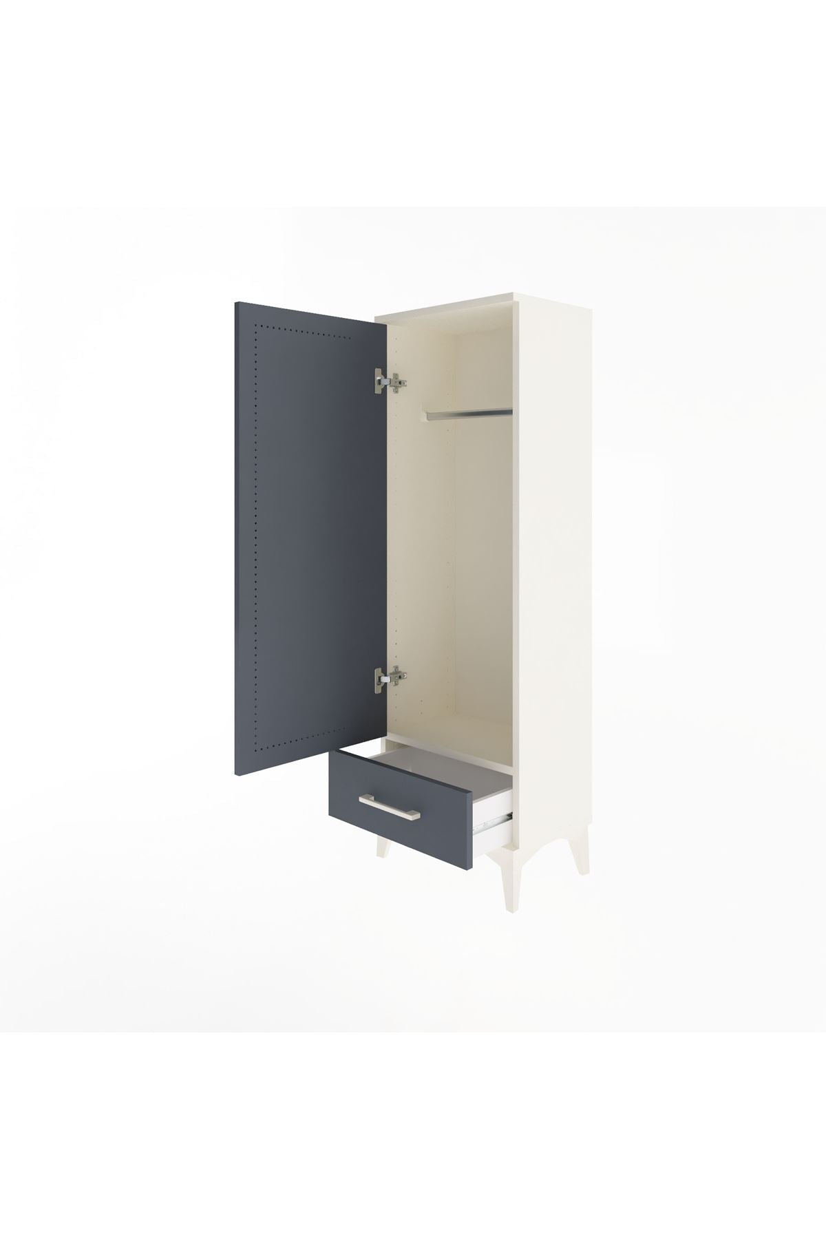 Arges Dolap Tek Raflı Tek Çekmeceli Tek Askılı 44x30x134 Aytaşı-Antrasit