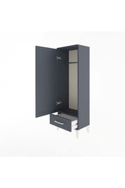 Arges Dolap Tek Raflı Tek Çekmeceli Tek Askılı 44x30x134 Antrasit-Antrasit