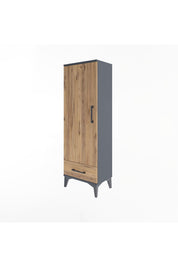 Arges Dolap Tek Raflı Tek Çekmeceli Tek Askılı 44x30x134 Antrasit-Çam