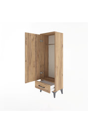 Arges Dolap Tek Raflı Tek Çekmeceli Tek Askılı 44x30x134 Çam-Çam