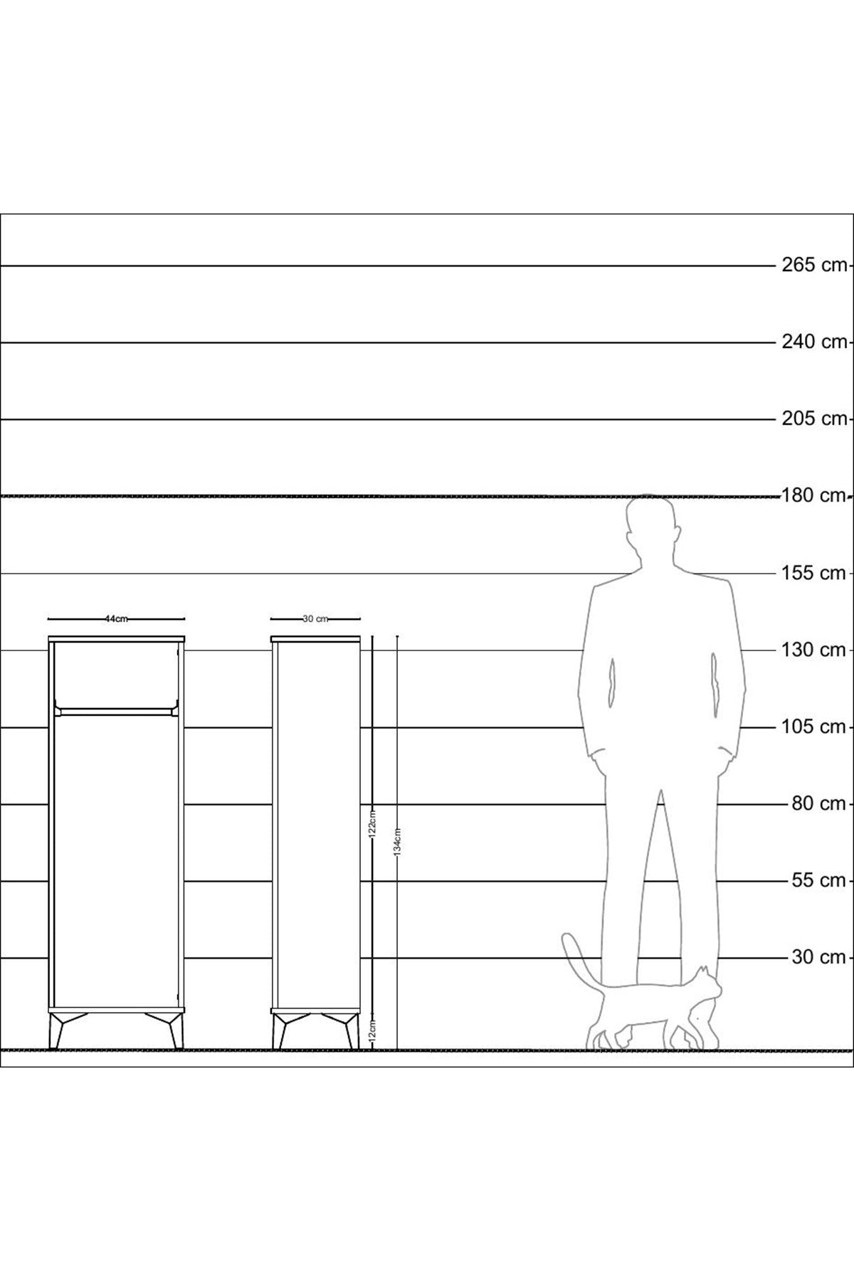 Arges Dolap Tek Askılı 44x30x134 Antrasit-Antrasit