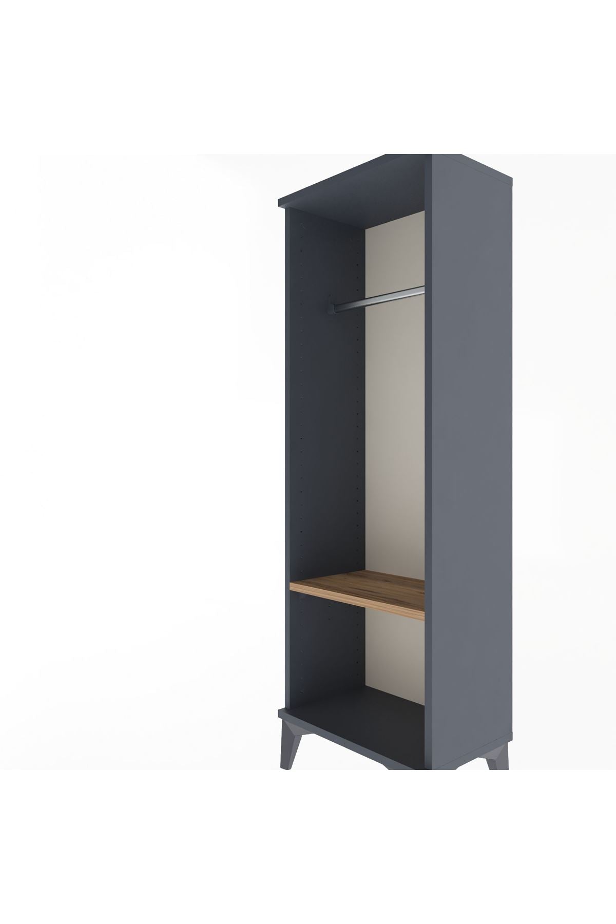 Arges Dolap Tek Raflı Tek Askılı 44x30x134 Antrasit-Çam