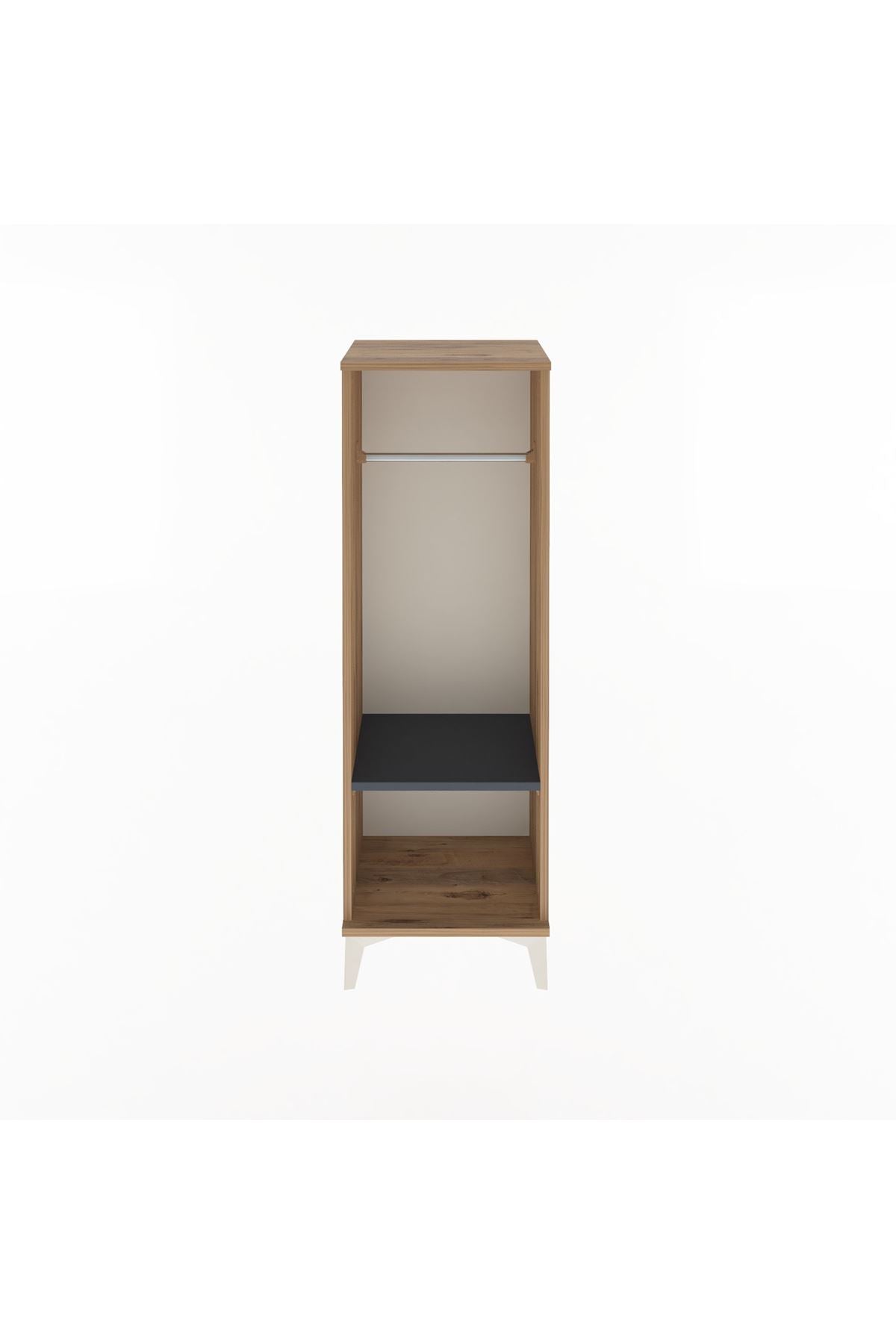 Arges Dolap Tek Raflı Tek Askılı 44x30x134 Çam-Antrasit