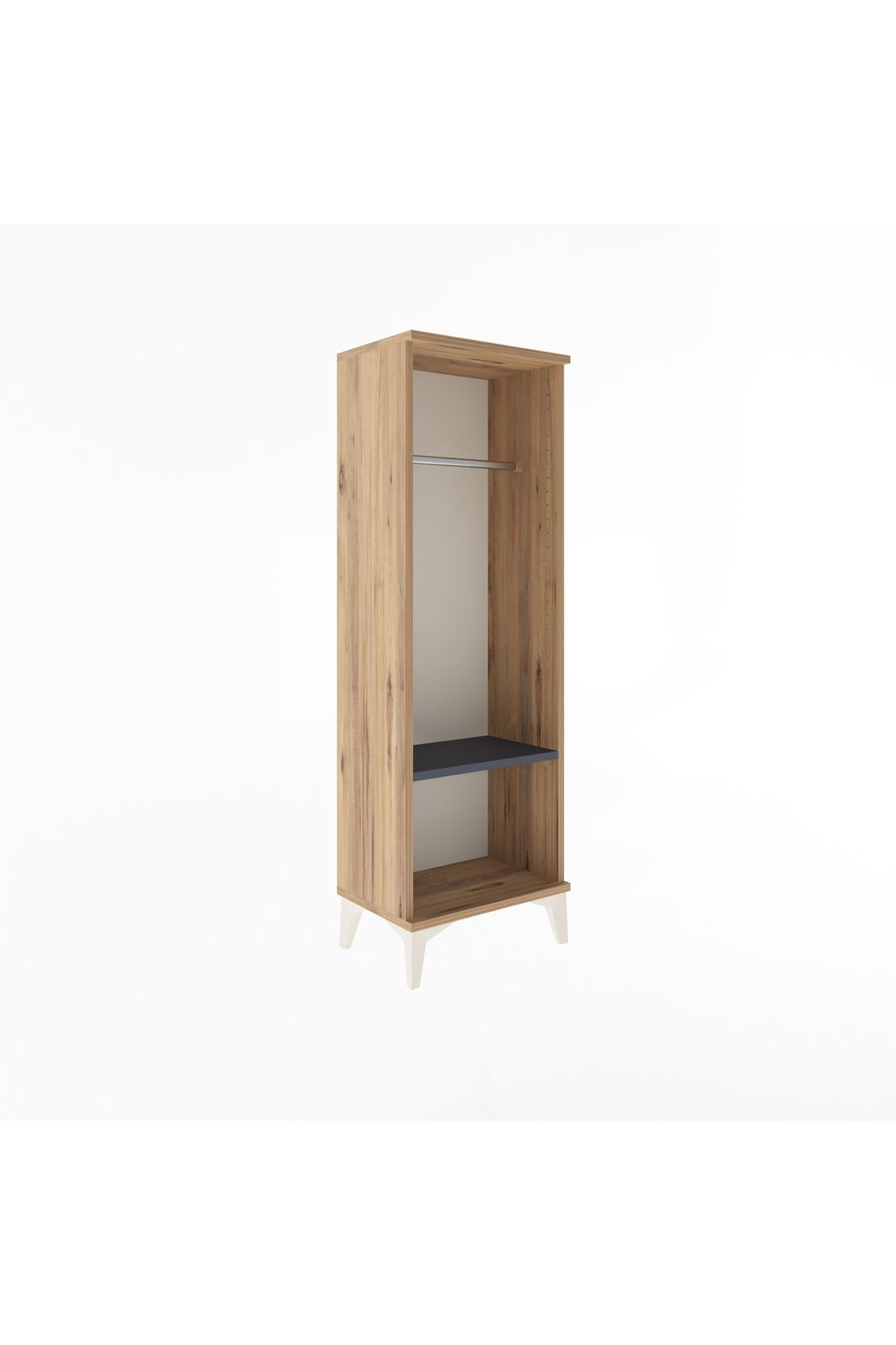 Arges Dolap Tek Raflı Tek Askılı 44x30x134 Çam-Antrasit