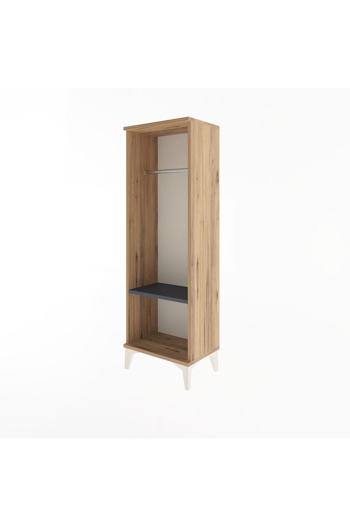 Arges Dolap Tek Raflı Tek Askılı 44x30x134 Çam-Antrasit