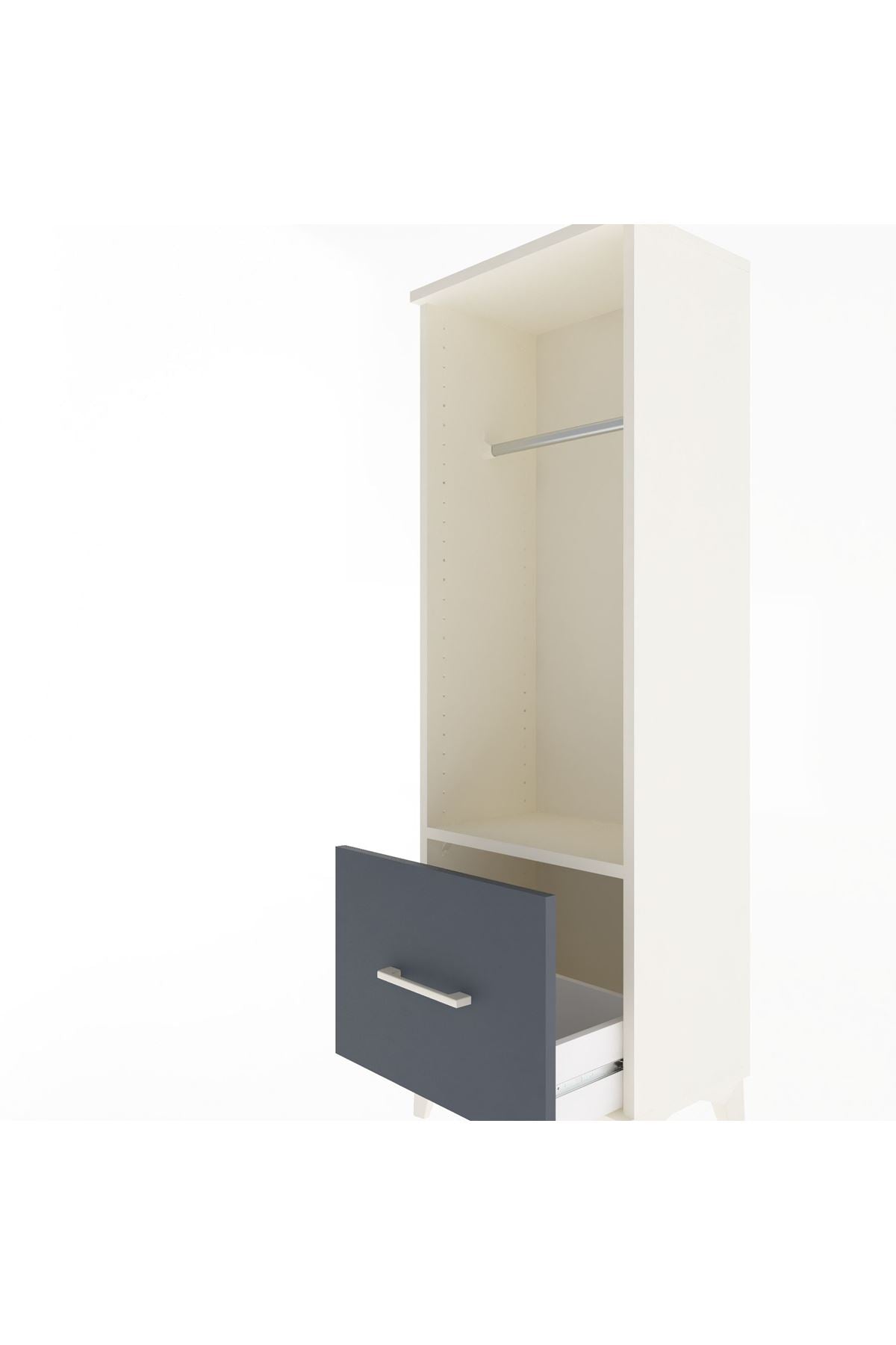 Arges Dolap Tek Raflı Tek Çekmeceli Tek Askılı 44x30x134 Aytaşı-Antrasit