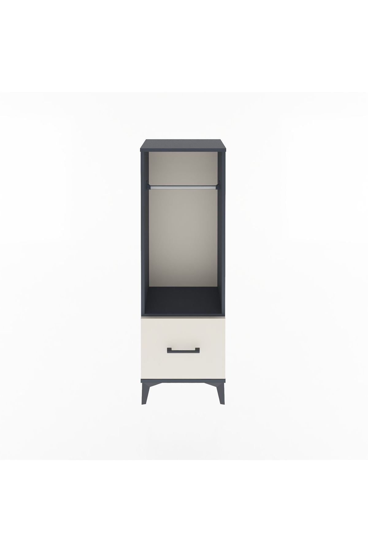 Arges Dolap Tek Raflı Tek Çekmeceli Tek Askılı 44x30x134 Antrasit-Aytaşı