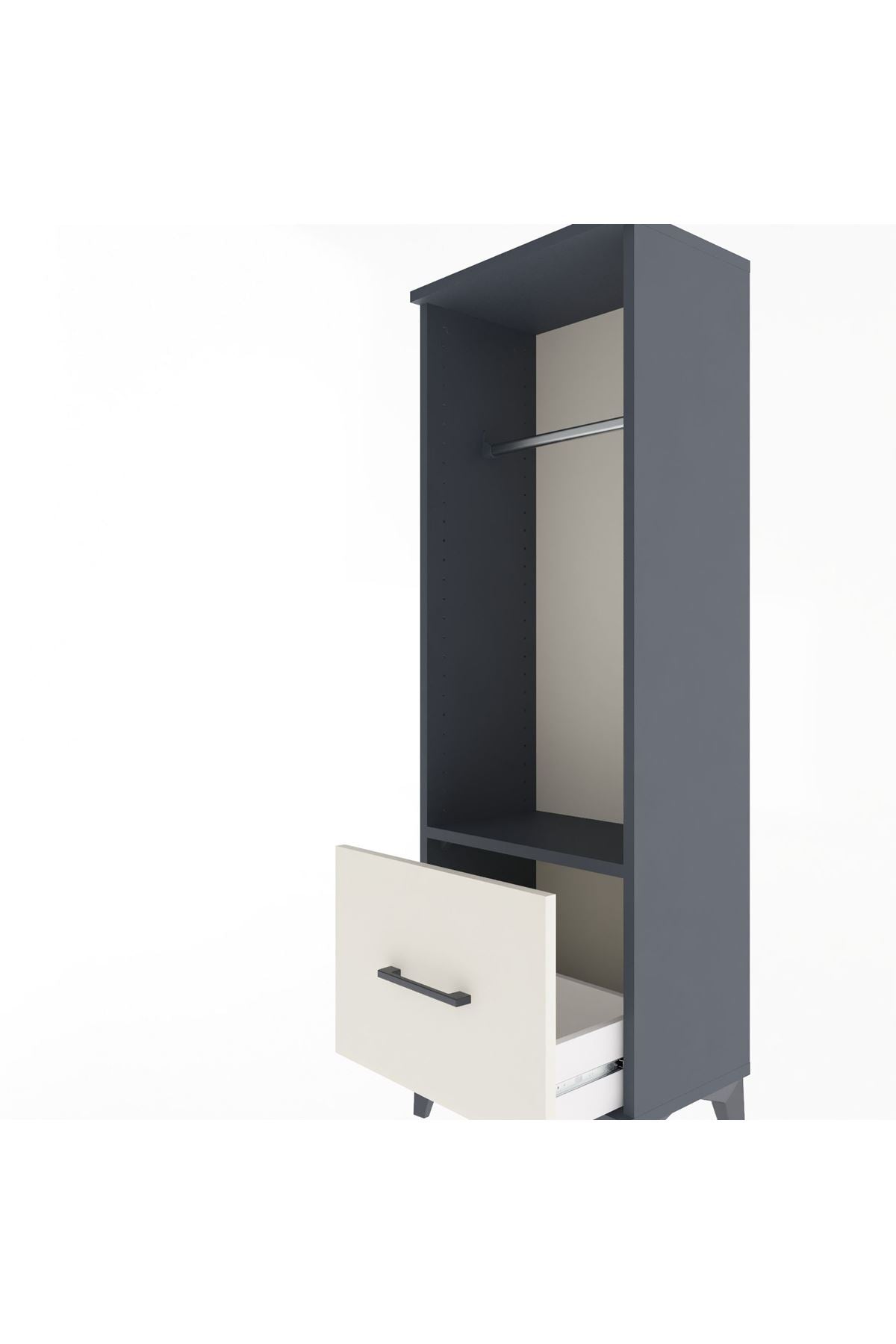 Arges Dolap Tek Raflı Tek Çekmeceli Tek Askılı 44x30x134 Antrasit-Aytaşı