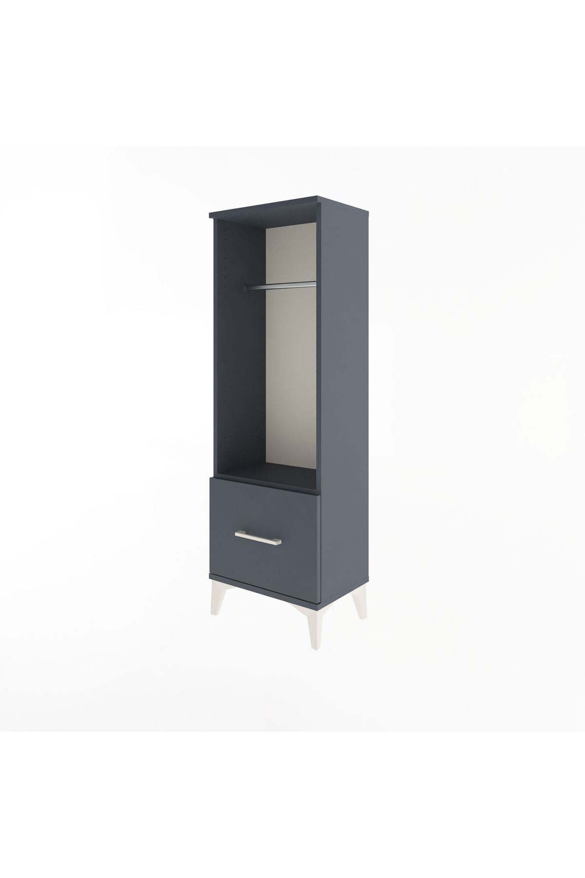 Arges Dolap Tek Raflı Tek Çekmeceli Tek Askılı 44x30x134 Antrasit-Antrasit