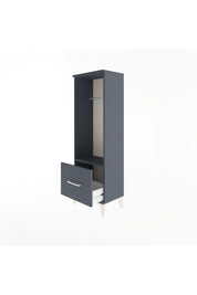 Arges Dolap Tek Raflı Tek Çekmeceli Tek Askılı 44x30x134 Antrasit-Antrasit