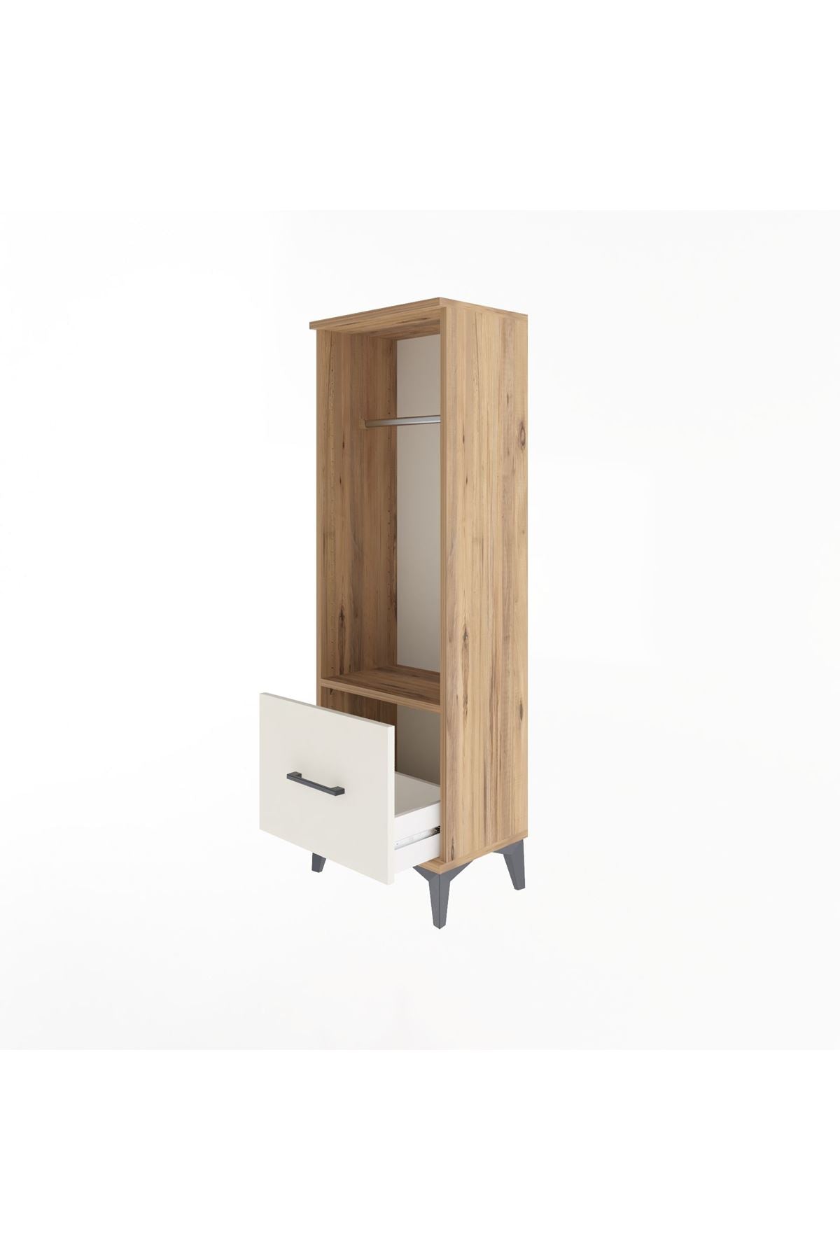 Arges Dolap Tek Raflı Tek Çekmeceli Tek Askılı 44x30x134 Çam-Aytaşı