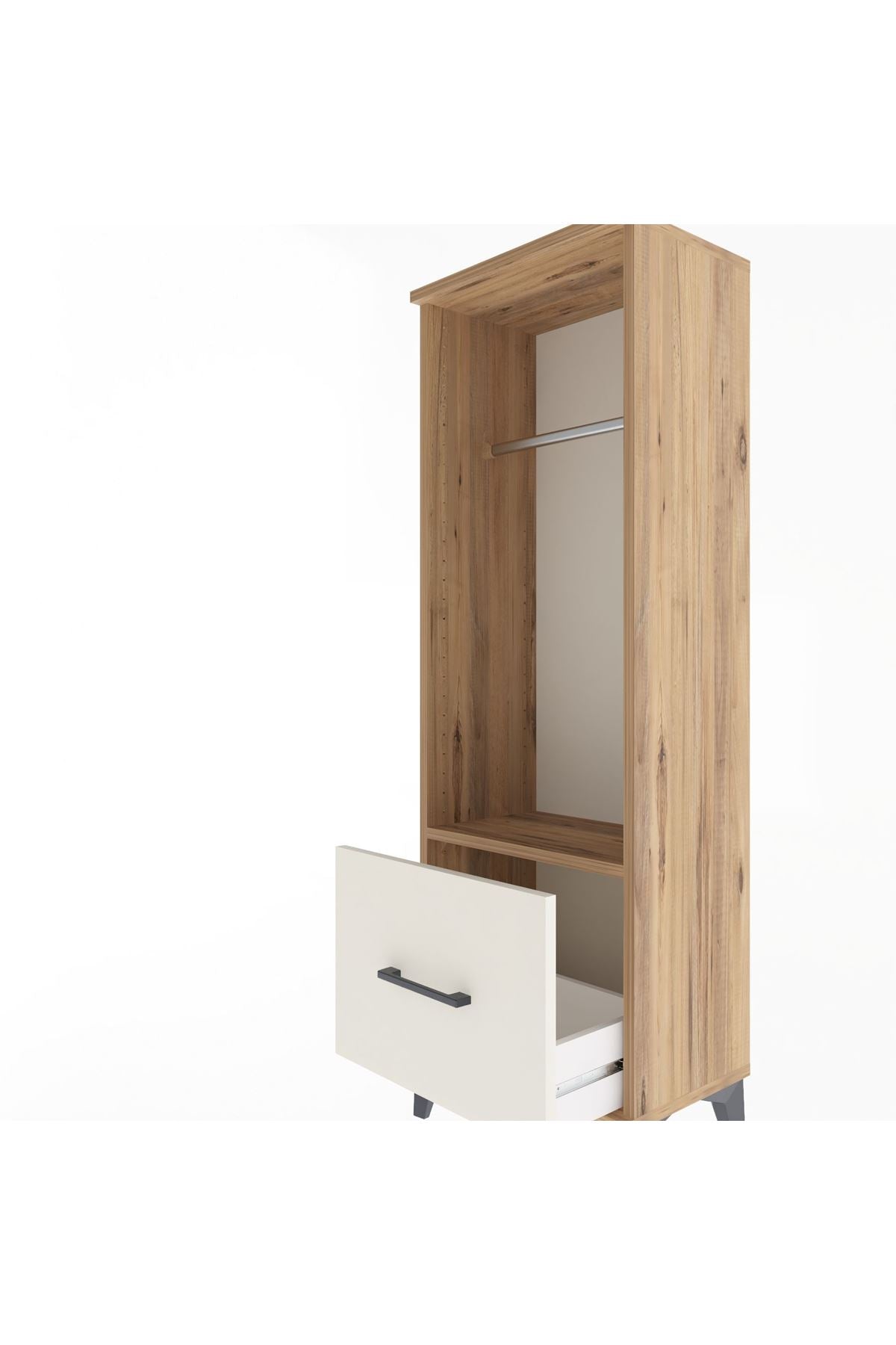 Arges Dolap Tek Raflı Tek Çekmeceli Tek Askılı 44x30x134 Çam-Aytaşı