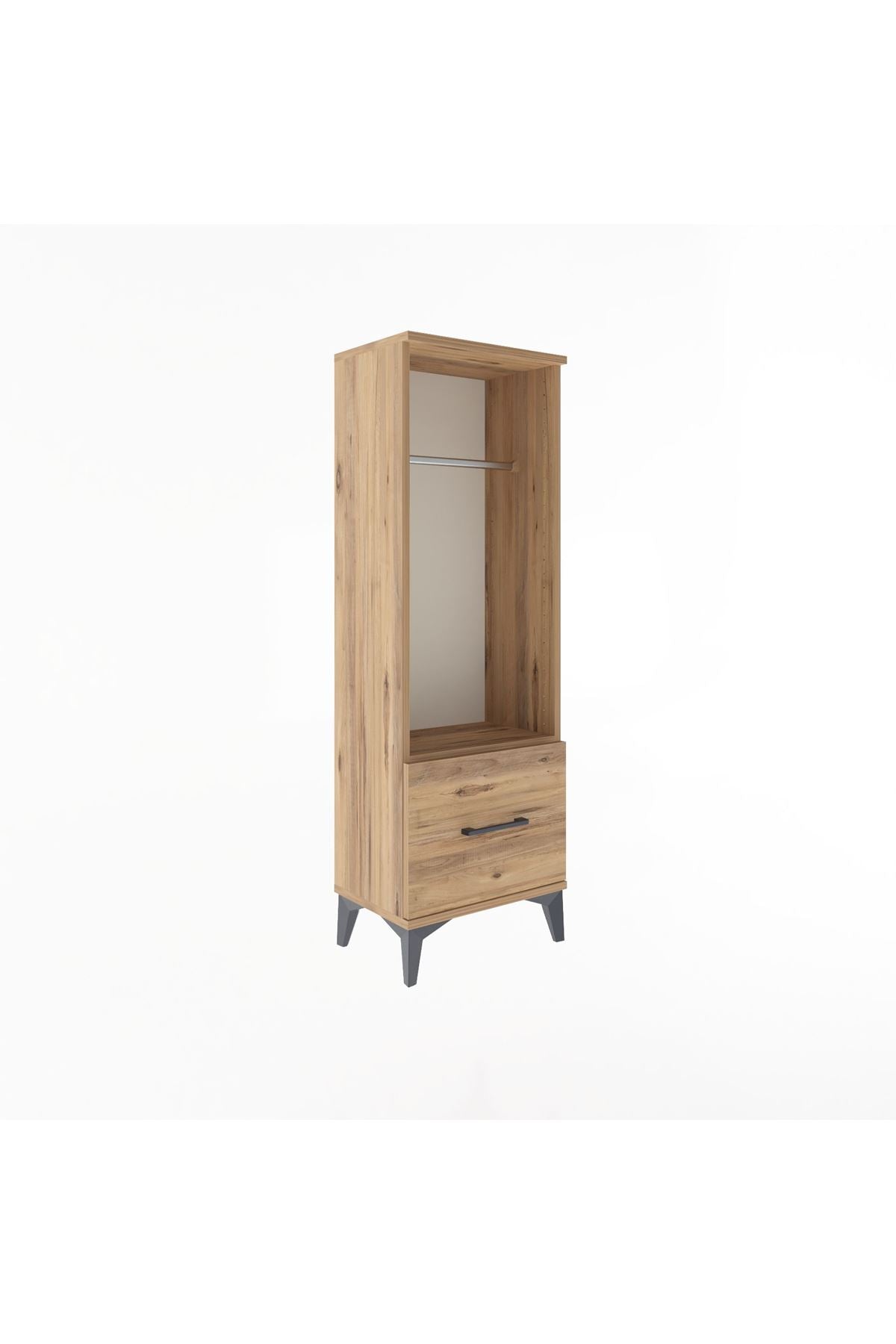 Arges Dolap Tek Raflı Tek Çekmeceli Tek Askılı 44x30x134 Çam-Çam