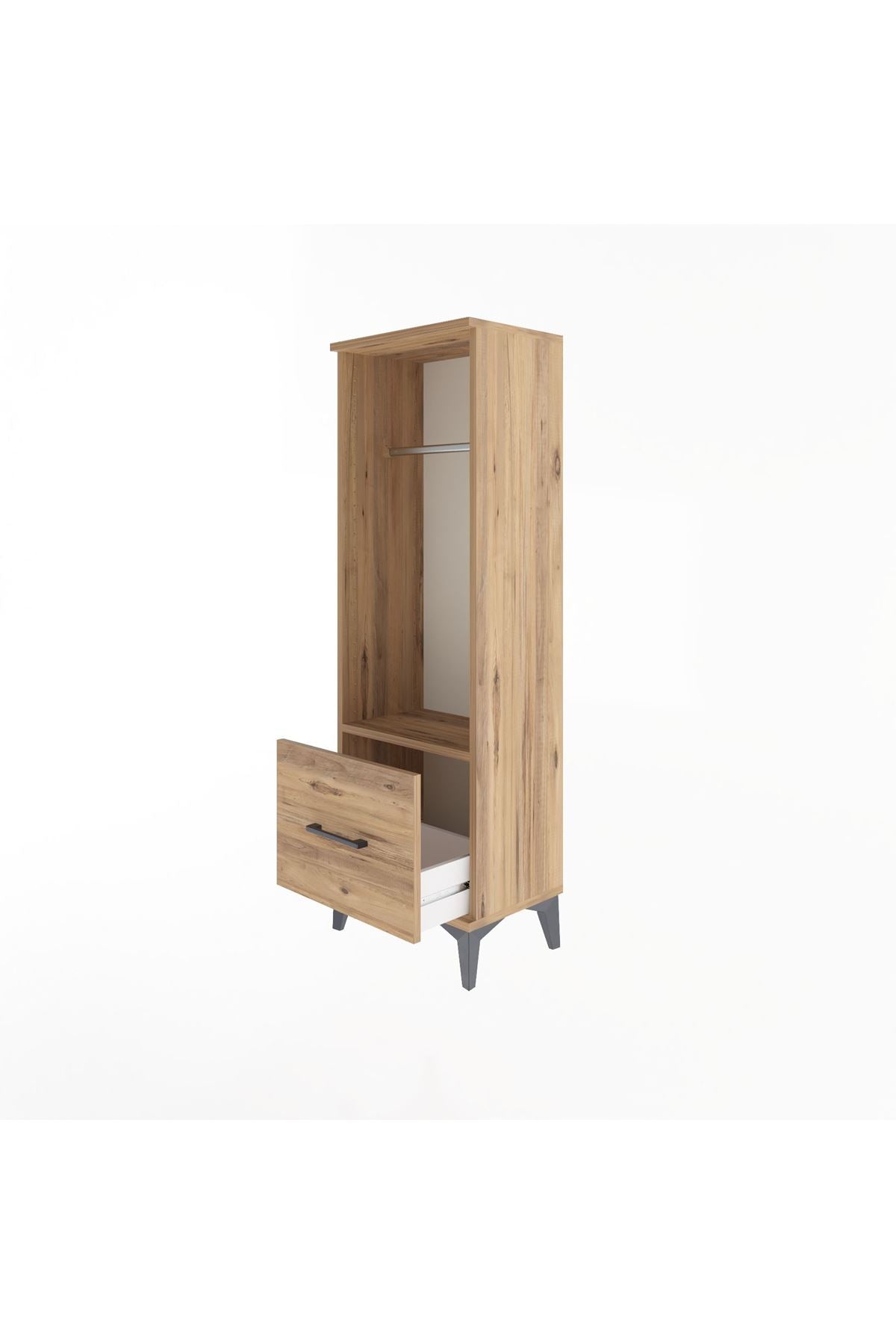 Arges Dolap Tek Raflı Tek Çekmeceli Tek Askılı 44x30x134 Çam-Çam