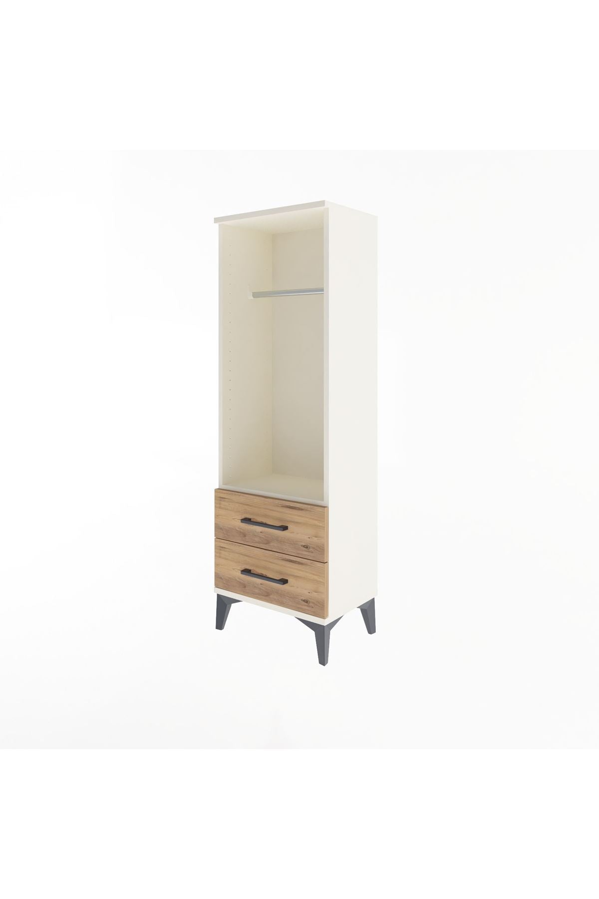 Arges Dolap Tek Raflı 2 Çekmeceli Tek Askılı 44x30x134 Aytaşı-Çam