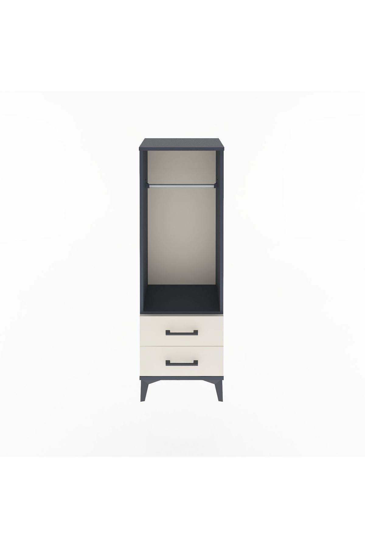 Arges Dolap Tek Raflı 2 Çekmeceli Tek Askılı 44x30x134 Antrasit-Aytaşı