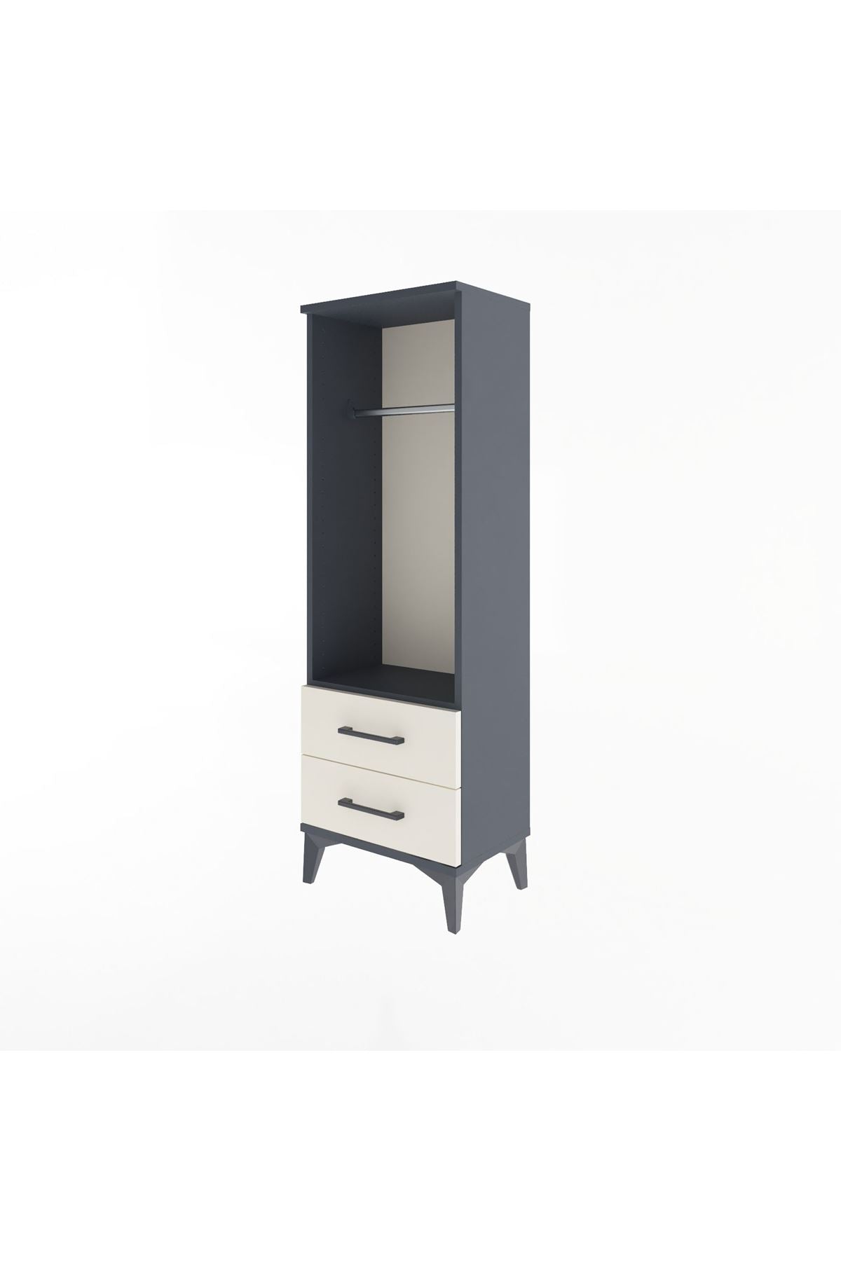 Arges Dolap Tek Raflı 2 Çekmeceli Tek Askılı 44x30x134 Antrasit-Aytaşı