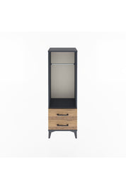 Arges Dolap Tek Raflı 2 Çekmeceli Tek Askılı 44x30x134 Antrasit-Çam