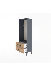 Arges Dolap Tek Raflı 2 Çekmeceli Tek Askılı 44x30x134 Antrasit-Çam