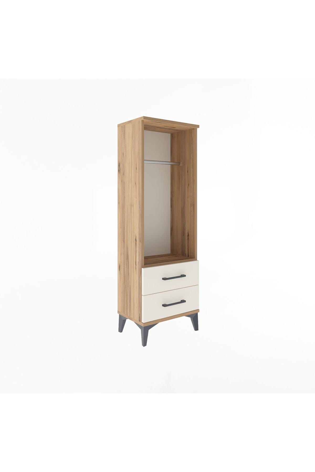 Arges Dolap Tek Raflı 2 Çekmeceli Tek Askılı 44x30x134 Çam-Aytaşı