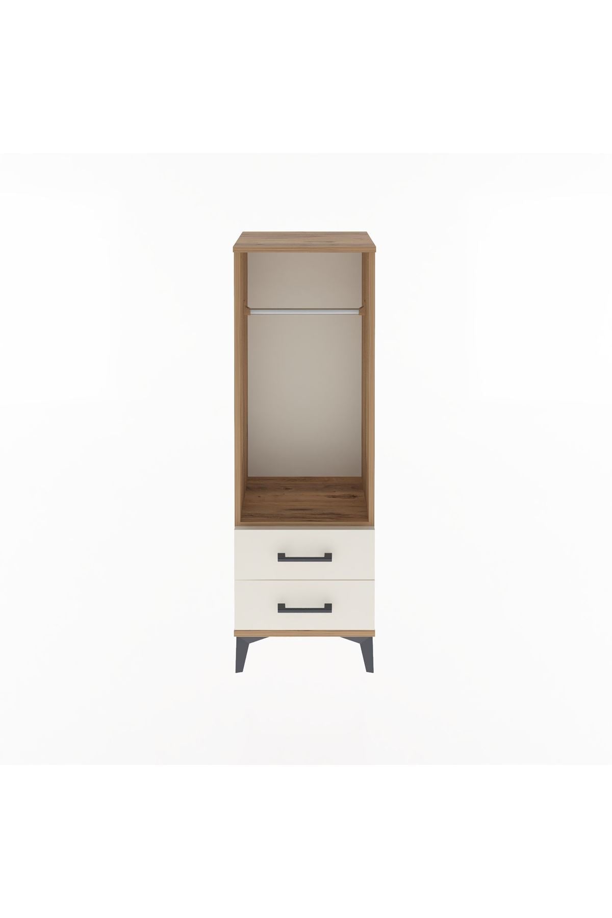 Arges Dolap Tek Raflı 2 Çekmeceli Tek Askılı 44x30x134 Çam-Aytaşı