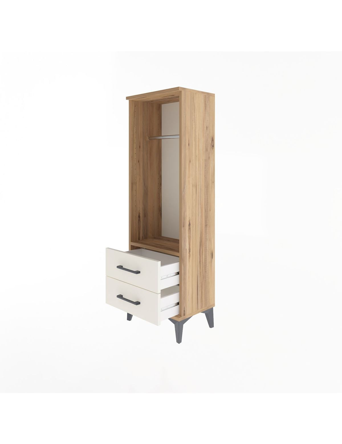 Arges Dolap Tek Raflı 2 Çekmeceli Tek Askılı 44x30x134 - S16M092V7A