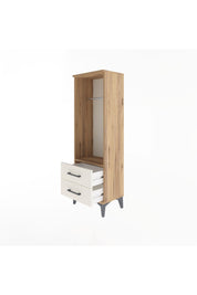 Arges Dolap Tek Raflı 2 Çekmeceli Tek Askılı 44x30x134 Çam-Aytaşı