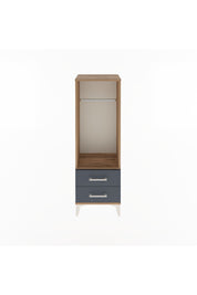 Arges Dolap Tek Raflı 2 Çekmeceli Tek Askılı 44x30x134 Çam-Antrasit