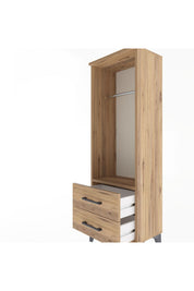 Arges Dolap Tek Raflı 2 Çekmeceli Tek Askılı 44x30x134 Çam-Çam