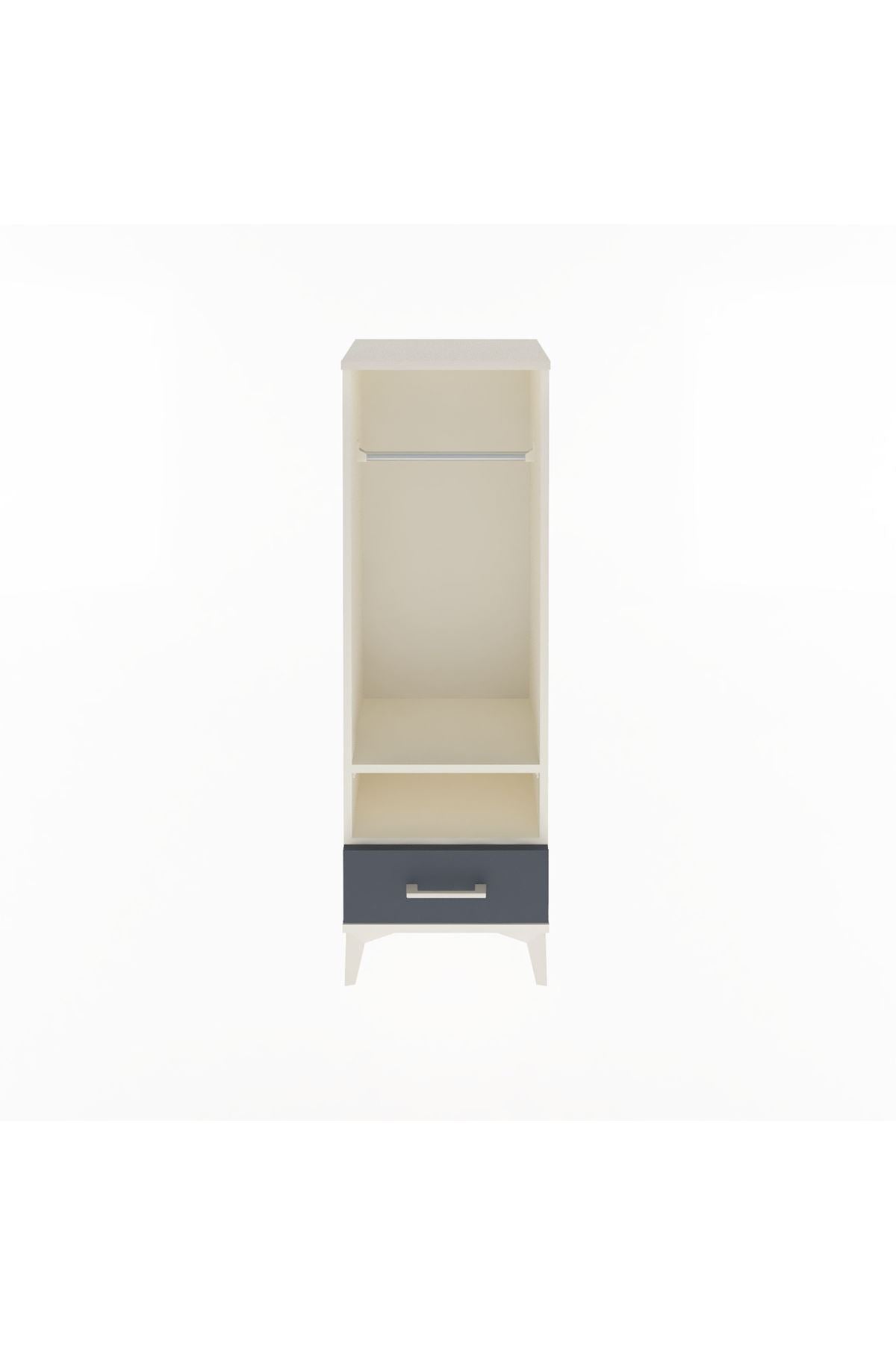 Arges Dolap 2 Raflı Tek Çekmeceli Tek Askılı 44x30x134 Aytaşı-Antrasit