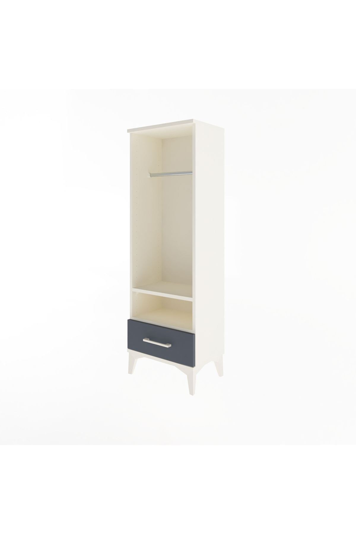 Arges Dolap 2 Raflı Tek Çekmeceli Tek Askılı 44x30x134 Aytaşı-Antrasit